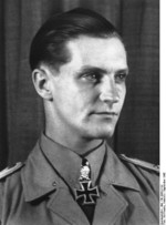 Portrait of Hauptmann Hans-Joachim Marseille, mid-Sep 1942; note Knight