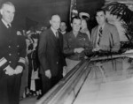 General Anthony McAuliffe unveiling the German surrender document in the rotunda of the National Archives Building, Washington DC, United States, 6 Jun 1945