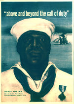 American propaganda poster featuring African-American US Navy sailor Doris Miller, 1943; the text read 