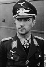 Portrait of German Luftwaffe Oberstleutnant Werner Mölders, 27 Nov 1940; note Knight