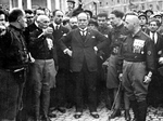 Benito Mussolini with Emilio De Bono, Italo Balbo, and Cesare Maria De Vecchi during the March on Rome, Italy, 28 Oct 1922
