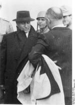 Benito Mussolini shortly after departing from Gran Sasso, Italy, 12 Sep 1943
