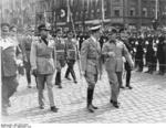Adolf Hitler and Benito Mussolini at München, Germany for the Munich Conference, 29 Sep 1938, photo 8 of 9