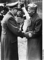 Adolf Hitler and Benito Mussolini, near Salzburg, Austria, 7 Apr 1943