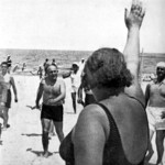 Benito Mussolini on the beach at Riccione, Italy, 1932