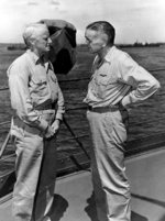 Chester Nimitz and William Halsey aboard USS Curtiss at 