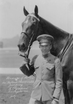 Olympic equestrian Lieutenant Takeichi Nishi with horse Uranus, circa 1932