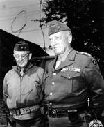 Major General Hugh J. Gaffey and Lieutenant General Patton, Néhou, Basse-Normandie, France, 7 Jul 1944