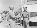 Major General Good and Major General Lewis Puller at Camp Lejeune, Jacksonville, North Carolina, United States, 1 Jul 1954; Puller had just taken command of US 2nd Marine Division