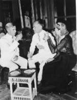 Admiral Thomas C. Hart, Philippine President Manuel Quezon, and future US Congresswoman Clare Boothe Luce, Oct 1941