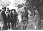 German Field Marshal Erwin Rommel, Lieutenant General Edgar von Feuchtinger, and Colonel General Friedrich Dollman in northern France, 1944