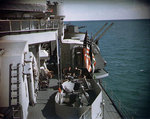 Roosevelt and King Farouk of Egypt aboard USS Quincy in the Great Bitter Lake, Egypt, 13 Feb 1945