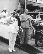 Roosevelt and his Naval Aide, Captain Daniel J. Callaghan, taking the salute of a composite Battalion of the 14th Infantry at Gatun Locks, Panama Canal Zone, 18 Feb 1940