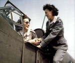 WAFS pilots Barbara London (in cockpit) and Evelyn Sharp, 1942-1944