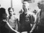Song Meiling awarding Royden Stork, Knoblock, and Clayton Campbell for Doolittle Raid success, Chongqing, China, 29 Jun 1942