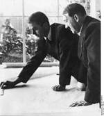 Speer presenting an architectural drawing to Hitler at Berchtesgaden, Bavaria, Germany, 1938
