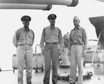King, Nimitz, and Spruance aboard USS Indianapolis,18 Jul 1944
