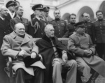 Churchill, Roosevelt, and Stalin at the Livadia Palace in Yalta, Russia (now Ukraine), Feb 1945, photo 3 of 4