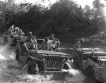Stilwell crossing a river in a 1942 model Ford GPW Jeep, Burma, circa 1942-1944