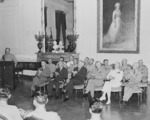James Forrestal, Henry Stimson, George Marshall, Ernest King, Henry Arnold, and others at a Medal of Honor presentation ceremony, White House, Washington DC, United States, 23 Aug 1945
