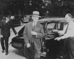 Henry Stimson arriving at the White House, Washington DC, United States, 10 Aug 1945