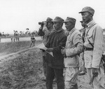 Su Yu and other Communist Chinese officers during the Menglianggu Campaign, Shandong Province, China, mid-May 1947