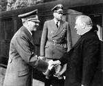 Adolf Hitler greeting President Jozef Tiso of Slovakia, circa 1939-1945