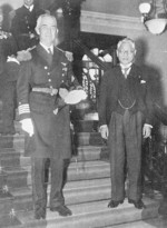 US Navy Captain Richmond Turner and Japanese Foreign Minister Hachiro Arita at Arita