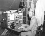 Vandegrift at a field desk on Guadalcanal, circa Aug-Dec 1942