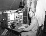 Vandegrift at a field desk on Guadalcanal, circa Aug-Dec 1942