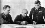 Bogatkin, Kurochkin, and Vatutin of the Soviet Military Council of the Northwestern Front, 1941