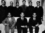 Wang Jingwei and Chinese and Japanese civilian officials at the ceremony establishing a Japanese government in Nanjing, China, 30 Mar 1940