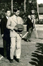 Prince Yasuhito at Tokyo Rugby Stadium, circa 1930s