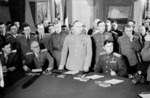 Georgi Zhukov and other Soviet officers at the German surrender ceremony, Karlshorst, Berlin, Germany, 8 May 1945