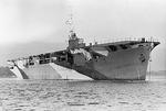 British escort aircraft carrier HMS Activity underway in the Firth of Forth, Scotland, United Kingdom, Oct 1942