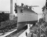 Launching ceremony of HMAS Adelaide, Cockatoo Island Dockyard, Sydney, Australia, 27 Jul 1918