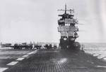 Aircraft carrier Akagi shortly after leaving Port Stirling, Celebes for the Indian Ocean, 26 Mar 1942; note B5N torpedo bombers on flight deck