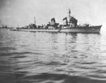 Destroyer Amagiri underway in the 1930s; note Nachi-class heavy cruiser at left