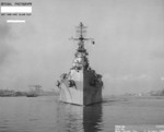 Bow view of USS Astoria, off Mare Island Naval Shipyard, California, United States, 21 Oct 1944