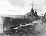 Light cruiser USS Atlanta coming alongside heavy cruiser USS San Francisco for refueling, 16 Oct 1942. Note Atlanta