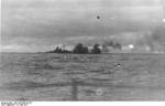 Bismarck firing on Hood and Prince of Wales, Battle of Denmark Strait, 24 May 1941, photo 7 of 8