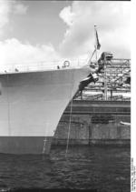 Close-up view of the bow of Bismarck, 1940-1941, photo 1 of 2