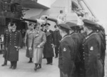 Adolf Hitler inspecting battleship Bismarck with Admiral Lutjens and Captain Lindemann, Gotenhafen, Germany (now Gdynia, Poland), 5 May 1941, photo 2 of 3