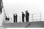 Officers and men at the rails of battleship Bismarck, 1940-1941