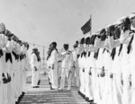 Admiral R. H. Leigh inspecting crew of California, 1932