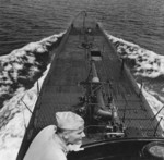 Bow of USS Cero seen from the conning tower, New London, Connecticut, United States, Aug 1943, photo 4 of 4