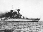 Battleship Colorado steaming at high speed, probably during her trials, 1923