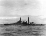Battleship Colorado at sea off Hawaii, United States in the late 1920s or early 1930s; note two OL-6 aircraft on turret catapult and one UO or FU aircraft on stern catapult