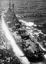 USS Columbia underway, 1943-44.