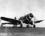 F4U-1 Corsair fighter of US Marine Corps fighter squadron VMF-213 